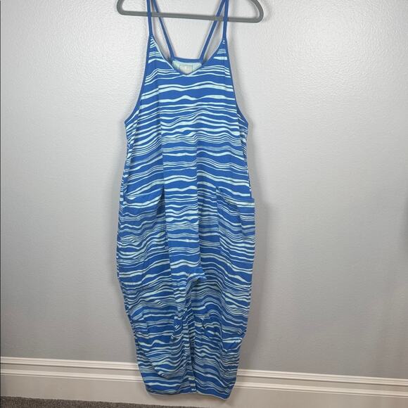 Free People Movement Hot Shot Onesie in River Blue Combo RARE Size large - Picture 2 of 9